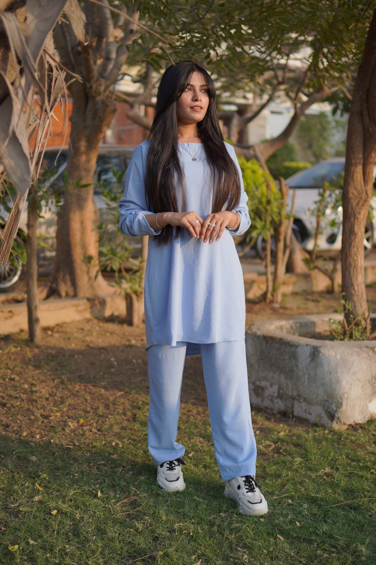 Sky Blue Stitched Co-Ord Set