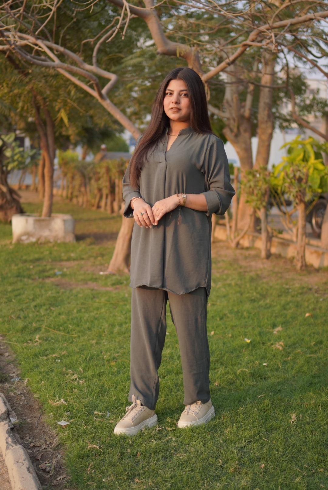 Dark Green Stitched Co-Ord Set