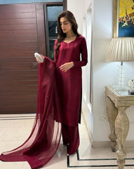 Red 3-Piece Stitched Set